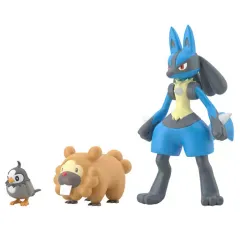 【中古】食玩 トレーディングフィギュア 1.ムックル＆ビッパ＆ルカリオ 「ポケモンスケールワールド シンオウ地方2」