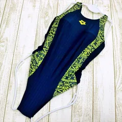 SE2-Y17☆arenaアリーナ競泳水着 XL 大きいサイズぽっちゃりふくよか 紺黄色 オープンバック 個性的 クール レディース 練習用水着 フィットネスジムプール ワンピース■