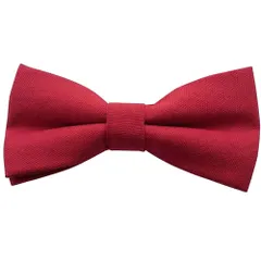 蝶ネクタイ レッド リネン風 ボウタイ 簡易装着タイプ