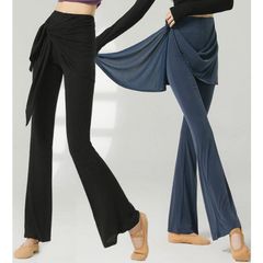 ダンス パンツ パンタロン ロング パンツ レイヤード着 ヒップスカーフ付き ストレッチ ヨガパンツ ラテンダンス 社交ダンス パンツ 練習着