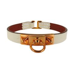 新品未使用 HERMES エルメス リヴァーレ ミニブレスレット  Mini rivale T3 Swift/Calf スウィフト/カーフスキン Craie/RGHW クレ/ローズゴールド金具 バングル
