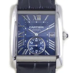 カルティエ Cartier 腕時計 タンク MC WSTA0010 ブルーギョーシェ文字盤 スモールセコンド 裏スケ デイト ブラック アリゲーターレザーベルト 黒 SS 自動巻き 【箱・保付き】 【中古】のサムネイル