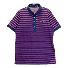 サイズ：L RLX ラルフローレン  半袖ポロシャツ ボーダー柄 ネイビー系 [240101457386] ゴルフウェア メンズ ストスト