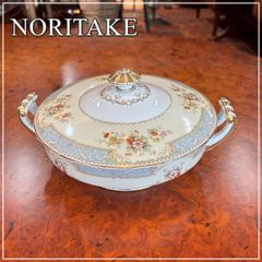 希少品 オールドノリタケ ビンテージキャセロール NORITAKE CHINA Bluedawn レトロ 金彩 花柄 蓋付きキャセロール鍋 スープチューリン 当時物【CA0622-1】