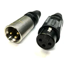 【再値下げ】防滴・防塵 3ピン XLRコネクタ オス（NC3MX-HD-B）×1、メス（NC3FX-HD-B）×1 NEUTRIK 3極キャノンのサムネイル