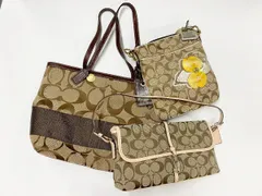 ◆中古品 COACH コーチ シグネチャー トートバッグ 鞄 3点セット ショルダーバッグ ハンドバッグ レディース A (畑1019)