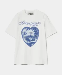 韓国SATUR ホワイト Tシャツ 小さな青いロゴ M SATUR | 세터