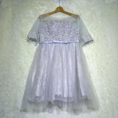 訳あり パーティドレス ワンピース【S】 レース刺繍 ライトグレー