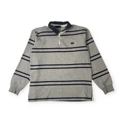 CANTERBURY OF NEW ZEALAND カンタベリー ボーダー 長袖 ラガーシャツ ポロシャツ M/グレー×ネイビー メンズ