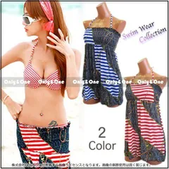 水着 レディース ビキニ 3点セット マリン柄 3way 3サイズ(sdy)(msa)