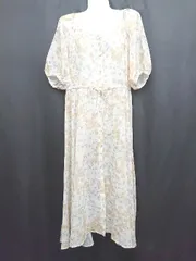 ◇ ◎ ⊂ OLIVE des OLIVE オリーブ デ オリーブ 半袖 膝下丈 ワンピース サイズF ライトベージュ マルチ レディース P  【1410160014912】