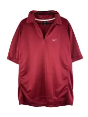 M NIKE Nike(ナイキ） ゴルフショートスリーブ ハーフジップ 半袖ポロシャツ ワイン