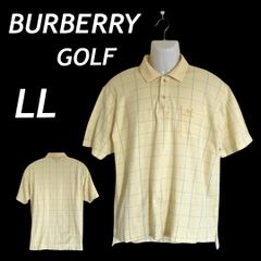 BURBERRY GOLF バーバリーゴルフ メンズ ゴルフウェア LL 半袖ポロシャツ 刺繍ロゴ BFV11-812 三陽商会 日本製 チェック柄 イエロー系 (F02)★