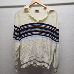 SATURDAYS ニットポロ XL 白 ヴィンテージ メンズ 古着 M-C-385