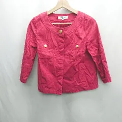 ◇ ⊇ NATURAL BEAUTY BASIC ノーカラー 長袖 ジャケット サイズM レッド系 レディース E  【1501160014870】