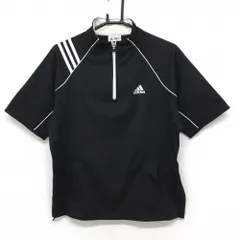 【美品】アディダス 半袖ブルゾン 黒×白 ハーフジップ ポリウレタンフィルムラミネート メンズ M/M ゴルフウェア adidas