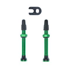 IMEZI チューブレスバルブ44mm長（緑）2本セット バルブコアツール付