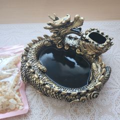 浄化セット   龍置物1個  ・トパーズ黄玉 さざれ石200g　浄化皿　小物入れ　アクセサリー入れ　灰皿