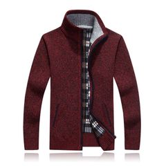 ニットパーカー ジップアップニットパーカーアウタージップパーカーハイネックニット ニットジャケット メンズ 厚手長袖裏起毛ローゲージ セーター 防寒抜群 トップス メンズ杢デザイン(ワインレッド)