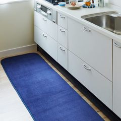 【数量限定】FNR-RCK-6024 60×240cm ネイビー 防ダニ加工 肌触りの良いフランネル地のさらふわ洗えるキッチンマット フランネルキッチンマット アイリスプラザ