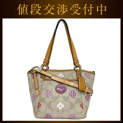 コーチ ２way ショルダー バッグ グレー ベージュ マルチカラー