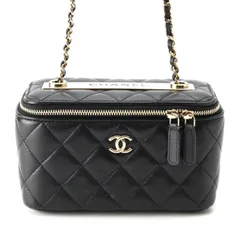 シャネル ラムスキン マトラッセ チェーンショルダー トレンディ バニティバッグ AP1472 30191646 ブラック ゴールド金具【中古】