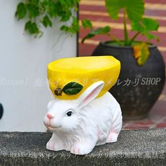 ガーデン オーナメント ウサギ おしゃれ かわいい インテリア 置物 オブジェ スツール サイドテーブル 動物 アニマル リビング 庭