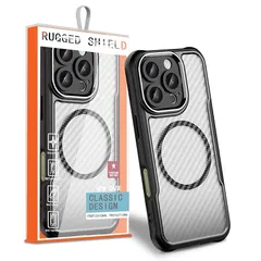 【米軍規格・Magsafe対応】 seninhi iPhone 16 Pro Max 用 ケース マグネット搭載 ワイヤレス充電 いPhone16promax 保護ケース 半透明 炭素繊維 ハイブリッド磁気ケース アイホン16 pro max スマホケース 1