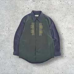ヴィンテージ SIMPLE LIFE バイカラー レトロ 刺繍 長袖 シャツ Mのサムネイル