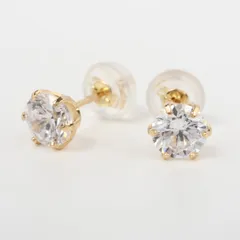 K18　18金　イエローゴールドキュービックピアス