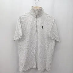 ◇ ⊂ U.S. POLO ASSN. ユーエスポロアッスン ハーフジップ 綿100% 半袖 カットソー サイズF ライトグレー系 メンズ E  【1506130001188】