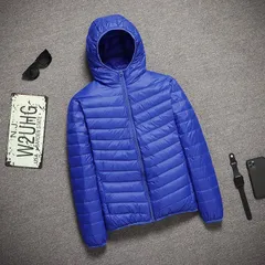 ブルゾン メンズ ダウンジャケット ミリタリージャケット ライトダウン ジャンパー 秋冬服 防寒 フード付き　メンズアウター  ブルー