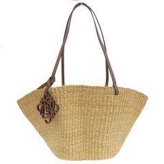 ロエベ LOEWE シェルバスケットスモール トートバッグ エレファントグラス レザー ナチュラル A223096X06 中古 新入荷 OB2359