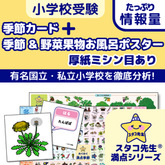 小学校受験　お風呂ポスター　カード (ミシン目あり) 季節　野菜　果物　幼児教育　知育