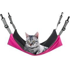 新品 猫 ハンモック 【選べる3サイズｘリバーシブル】 ケージ用 夏冬両用 長さ調節可 (ピンク Lサイズ(58×48cm))