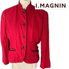 ヴィンテージ輸入古着　I.MAGNIN 赤　レッド　ノーカラージャケット　レトロ