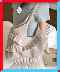 美品☆フリルビックトートバック⭐︎スエット生地 通勤通学マザーズ大 