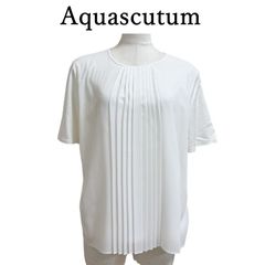 Aquascutum　アクアスキュータム 　レディース　半袖カットソー　シフォン付き　フォーマル　白　ホワイト　無地　9号