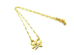 ■美品■ NINA RICCI ニナリッチ リボン ネックレス ペンダント アクセサリー レディース ゴールド系×シルバー系 DY0813