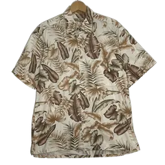 アロハシャツ 総柄 US古着 ボタンダウン オープンカラー 開襟シャツ 半袖 シャツ KOREA製 メンズ M ホワイト/その他