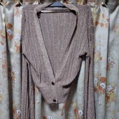 SALE✨ZARAゴールドラメニットカーディガン