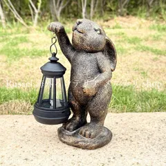 ガーデンライト うさぎ ソーラー 樹脂 庭 ヴィンテージ調 ラビット ウサギ かわいい 太陽光 置物 ガーデンオブジェ ガーデニング 雑貨 ガーデン雑貨 ガーデンインテリア ガーデン インテリア 庭の装飾 お洒落 おしゃれ 8-14