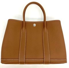 【鑑定済み】正規品 エルメス HERMES ガーデンパーティTPM30 W刻印 ネゴンダ  ゴールド  シルバー金具 ブラウン