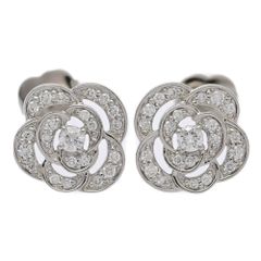 0.12ct/FD:0.12ct/Ponte Vecchio ポンテヴェキオ フラワーモチーフ・ダイヤモンド ピアス/Pt900-3.5g/プラチナ/プレゼント【♀】【S】【レディース】★■582598【中古】