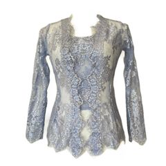 Kebaya メタリック クバヤ シルバー レーストップス インドネシア 民族衣装