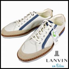 新品 定価24,200円 ランバンオンブルー レザースニーカー 25.5cm サイドライン レースアップ LANVIN en Bleu メンズ