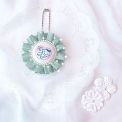 ハンドメイド　両面マタニティマーク　チュールロゼット　エメラルドグリーン　完成品