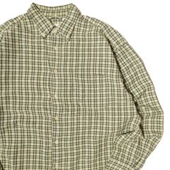 90's ギャップ GAP チェック ラミー レーヨン ボタンダウン シャツ 長袖 (L) 茶×タン×アクアマリン系 麻 90年代 旧タグ オールド 白タグ アメリカ古着 USED ビンテージ ヴィンテージ