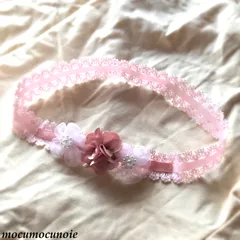 【handmade】ピンクレースのフラワーヘアバンド