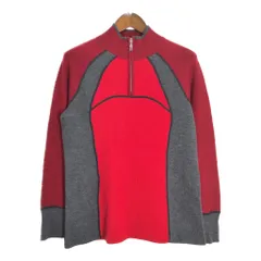 Eddie Bauer エディーバウアー ハーフジップ ハイゲージ ウールニット セーター アウトドア レッド (メンズ L相当) 中古 古着 T0777
